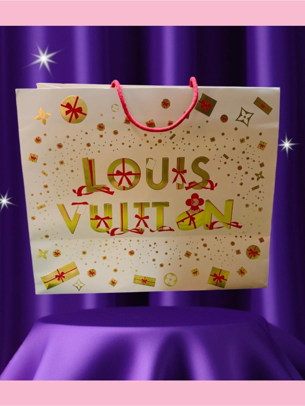 Louis Vuitton Gold & Red Holiday Gift Bag